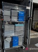 Lot consisting of Assorted Parts Bins on Wire Rack w/ Casters