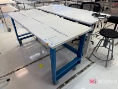 Lot (3) Industrial Work Tables; (2) Flexispot 6' Long Electric Adjustable Height Desks