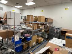 Lot of (4) Uline Metal Racking on Casters; Contents not included