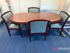 Wood Laminate Meeting Table w/ (4) Chairs; 6' Long
