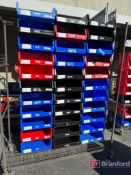 Lot consisting of (33) AkroBin/Uline Parts Bins on Wire Rack w/ Casters