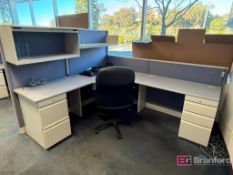 Office Contents w/ (2) Partitions w/ (3) Work Surfaces, (4) Chairs