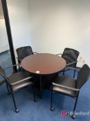 Wood Laminate Round Table w/ (4) Chairs, (1) Filing Cabinet