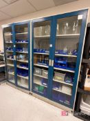 Lot (2) Lab Storage Cabinets w/ Glass Doors and Contents;