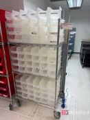 Lot consisting of (130+) Uline Totes on Wire Cart w/ Locking Casters