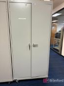 Uline Metal Storage Cabinet on Casters w/ Contents;