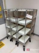 Lot (6) Nextel Wire Racks on Casters w/ Board Holders;
