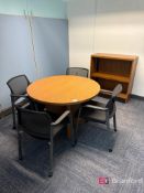 Wood Laminate Round Table w/ (4) Chairs, (1) Filing Cabinet