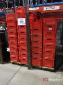 Lot of Stackable Work In Progress Totes w/ (12) Castered Dollies
