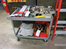 6' A-Frame Fiberglass Ladder, Metal Cart w/ Contents
