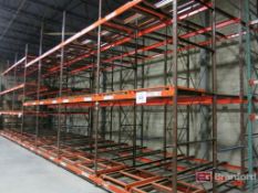 Lot of (7) Sections of Bolt Together Dual Carriage Push Back Pallet Racking