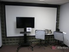 Lot of Photo Lighting Tripods, Approx. 8' Pulldown Projector Screen