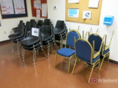 (30) Stackable Cafeteria Chairs, (7) Upholstered Cafeteria Chairs
