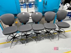 (5) Gray Plush Work Chairs