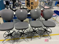 (4) Gray Plush Work Chairs