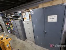 (2) 2-Door Cabinets, File Cabinets & Shelves, w/ Electrical, Timers, Hardware, DC Drives, etc.