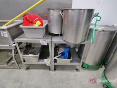 (2) Stainless Steel Tables w/ Totes & Pots