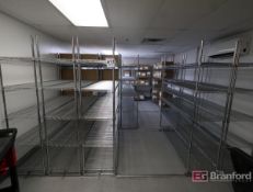 (19) Uline Chrome Wire Metal Racks, w/ Track System