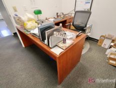 Contents of Office: L-Shaped Desk, Chair, Brass Desk Lamp, etc.