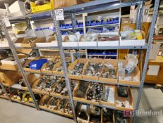 (2) Sections of Shelving, w/ Couplers, Elbows, Chain, Knife Switch, etc.