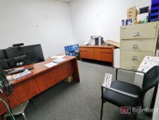 Contents of Office: Desk, Fire King File Cabinet, Credenza, Chairs, etc.