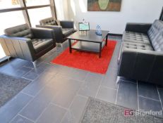 (2) Leather Chairs w/ Couch, Table & Rug
