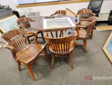 Contents of Office: Antique Wood Chairs, Love Seat, [3] Lateral File Cabinets, Shelf