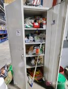 2-Door Steel Cabinet w/ Hardware, Extension Cords, Sensors, etc.