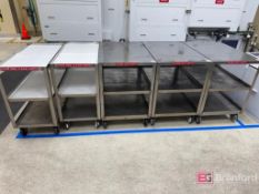 Lot (7) Stainless Steel Push Carts on Casters