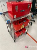 Lot consisting of (3) Hand Tool Boxes on (1) Lakeside Push Cart
