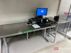(2) Stainless Steel Work Tables; (1) BostonTec Electric Adjustable Height, (1) 36