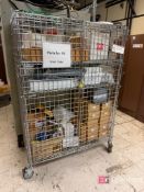 (2) Uline Metal Storage Cages on Casters. w/ Contents