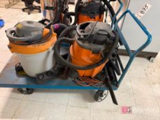 Lot (2) Rigid Shop Vacuums on Push Cart