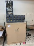 Metal Storage Cabinet w/ Contents and (2) Parts Bins
