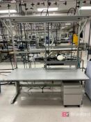 Lot (4) Work Surfaces including (1) Electric Adjustable Height 6' Long Work Table