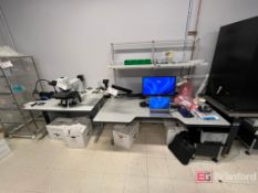 Lot (2) Worktables; (1) GWS 6' Workbench w/ Overhead Light/Shelf, etc