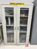 Glass 2 Door Storage Cabinet w/ Contents