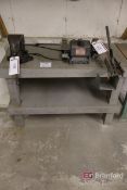 Wooden Shop Bench w/ Craftsman Wheels Bench Grinder