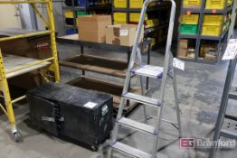 Steel Shop Cart, AcoustaCorp 4 Step Ladder, Cabinet w/ Small Part Organizers