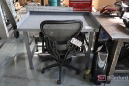 Metal Workbench, Office Chair, Space Heater & White Board