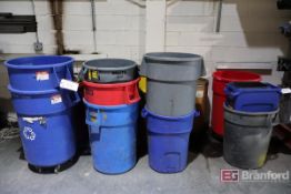 Brute, Rubbermaid, Uline & Unknown Trash Cans & Dollies