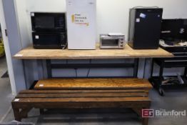 (2) Microwaves, (2) Avanto & Danby Mini Fridges, Benches, Table, Chairs, etc