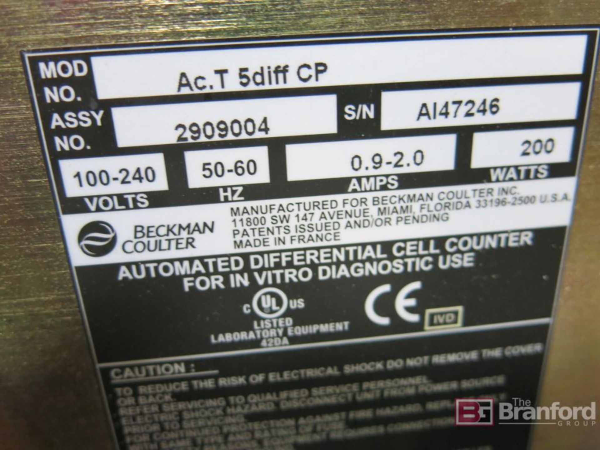 Beckman Coulter AC-T 5 Diff CP Hematology Analyzer - Image 8 of 8