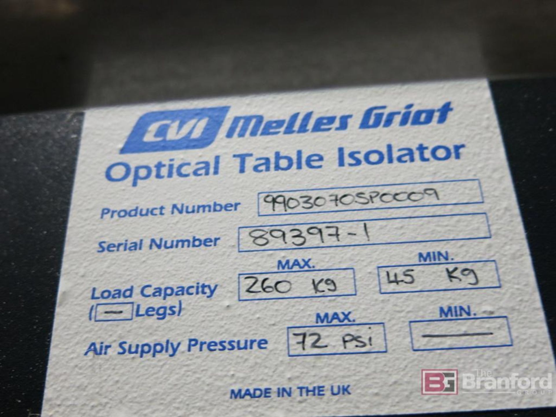 CVI Melles Griot Optical Table Isolator - Image 2 of 4