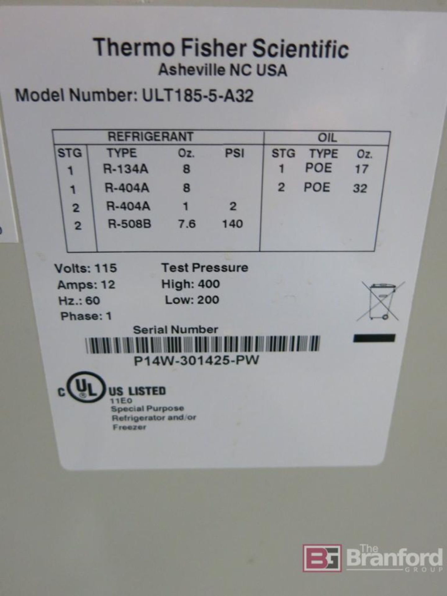 Thermo Scientific Revco Model UTL185-5-A32 Super Low Temperature Benchtop Laboratory Freezer - Image 4 of 4