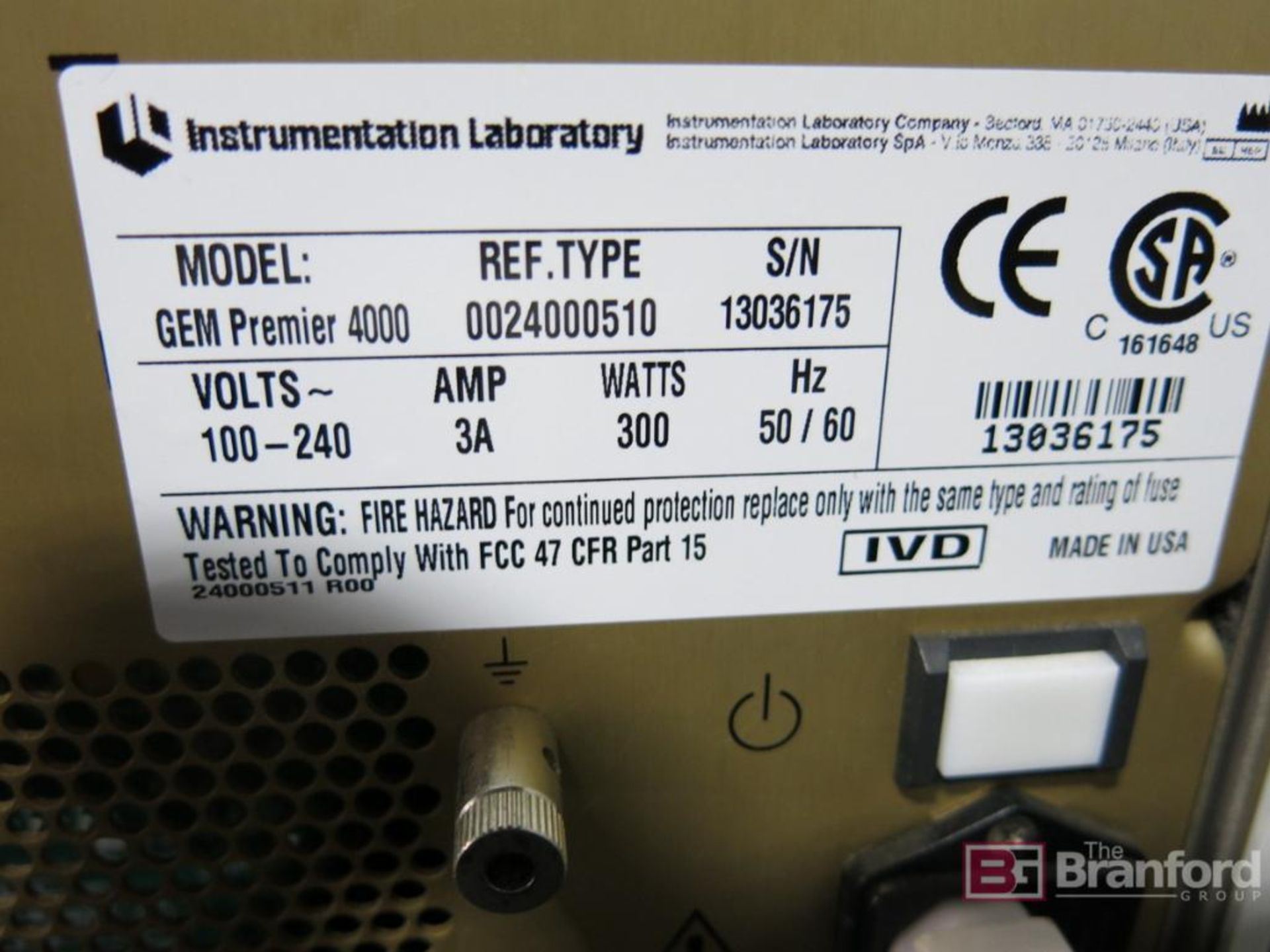 Instrumentation Laboratory Gem Premier 4000 Plus Blood Gas Analyzer - Image 8 of 8