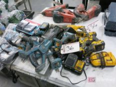 Large Lot of Makita and Dewalt Cordless Tools