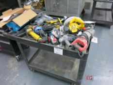Large Lot of Makita, Bosch and DeWalt Hand Tools w/ Cart