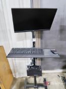 Rolling Computer Stand w/ AOC Monitor & Lenovo ThinkCentre