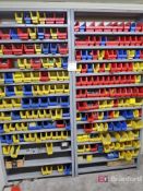 Metal Shelves Approx. 8' w/ Organizer Bins and Contents